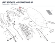 LEFT STICKER HYPERMOTARD SP 43814941A diagram position