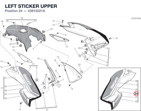 LEFT STICKER UPPER 43815021A diagram position