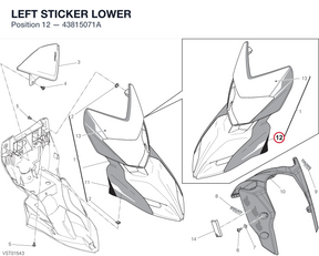 LEFT STICKER LOWER 43815071A diagram position
