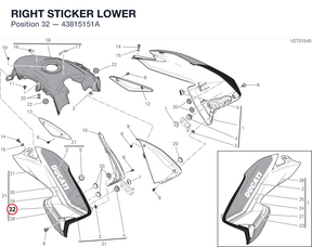 RIGHT STICKER LOWER 43815151A diagram position