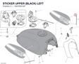 STICKER UPPER (BLACK) LEFT 43816301AP diagram position