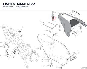 RIGHT STICKER GRAY 43816351AA diagram position
