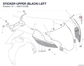 STICKER UPPER (BLACK) LEFT 43817151AB diagram position