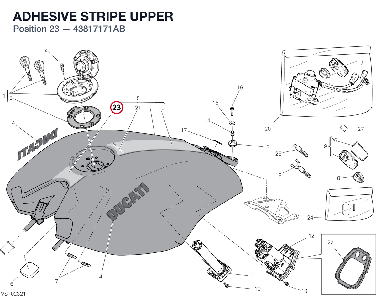 ADHESIVE STRIPE UPPER 43817171AB diagram position