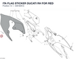 ITA FLAG STICKER DUCATI RH FOR RED 43818091A diagram position