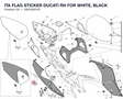 ITA FLAG STICKER DUCATI RH FOR WHITE, BLACK 43818091AT diagram position