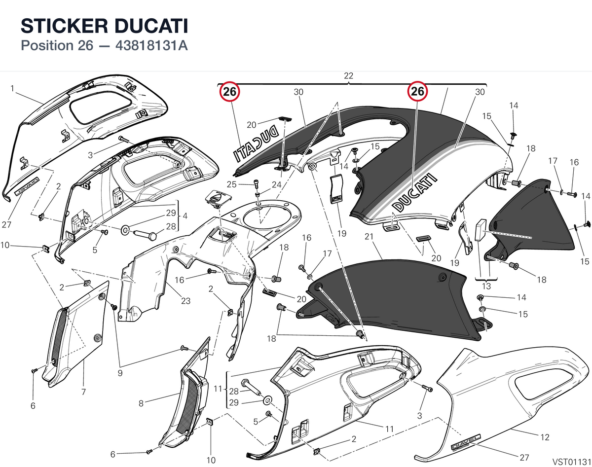 STICKER DUCATI 43818131A diagram position