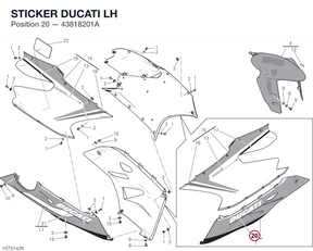 STICKER DUCATI LH 43818201A diagram position