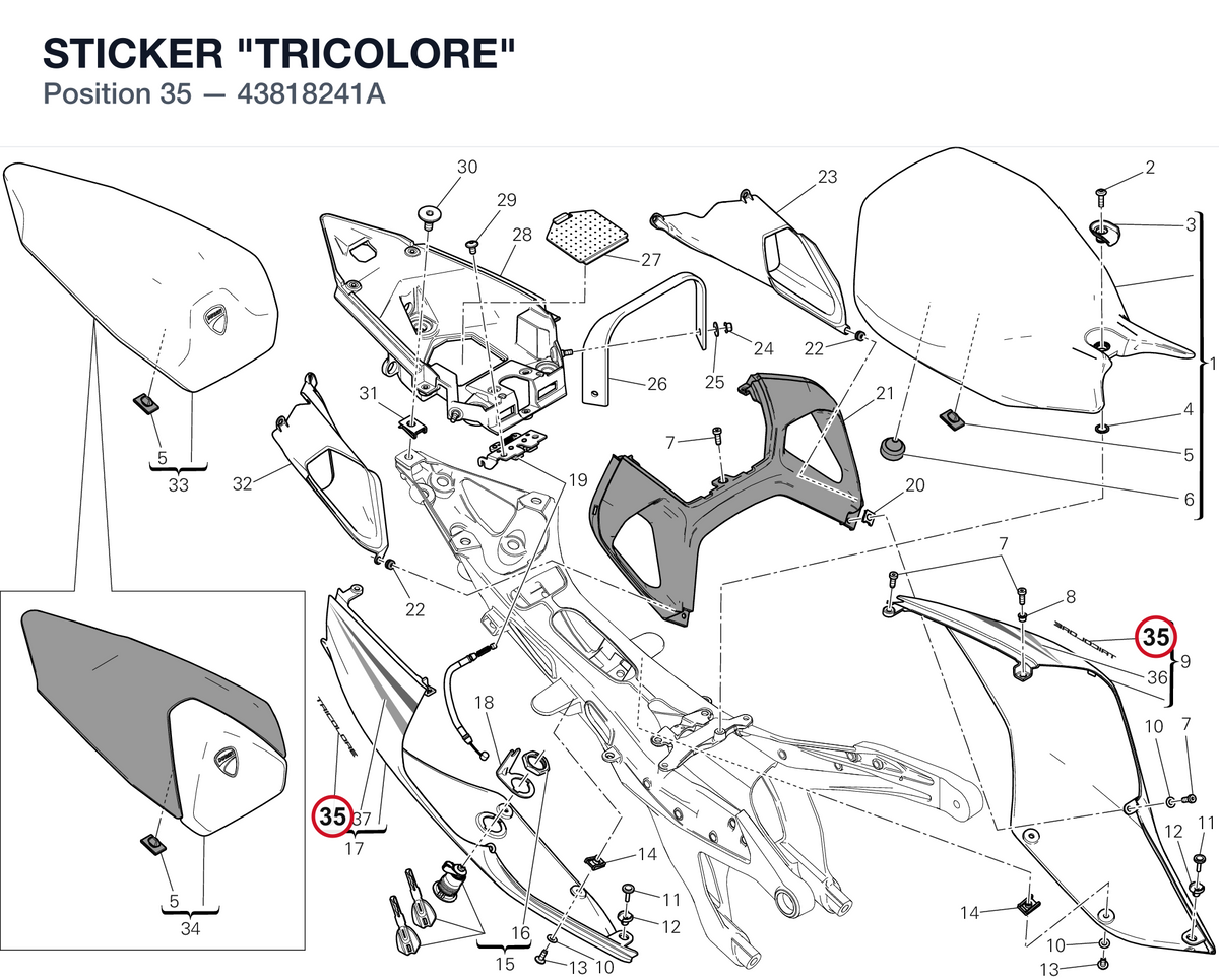 STICKER "TRICOLORE" 43818241A diagram position