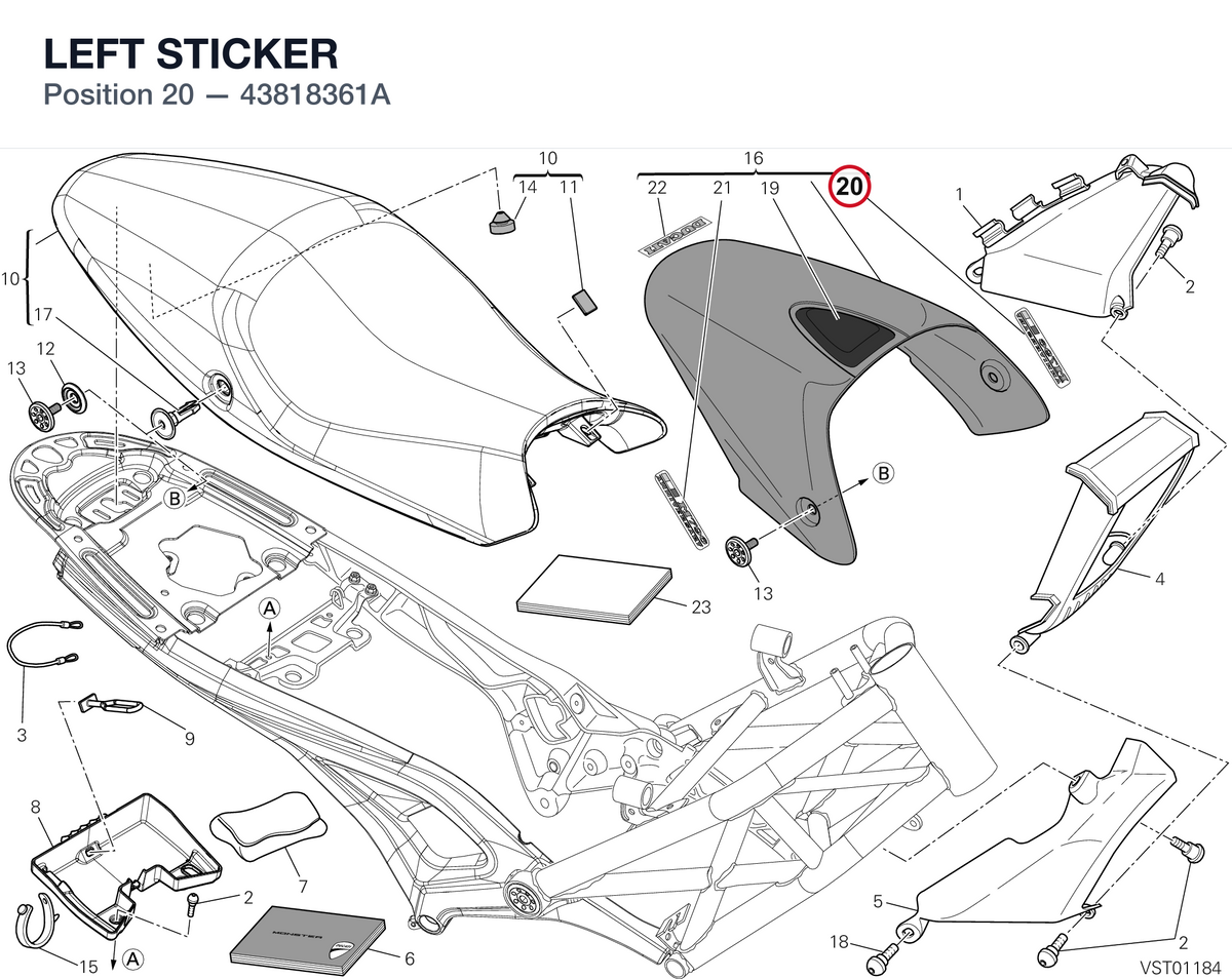 LEFT STICKER 43818361A diagram position