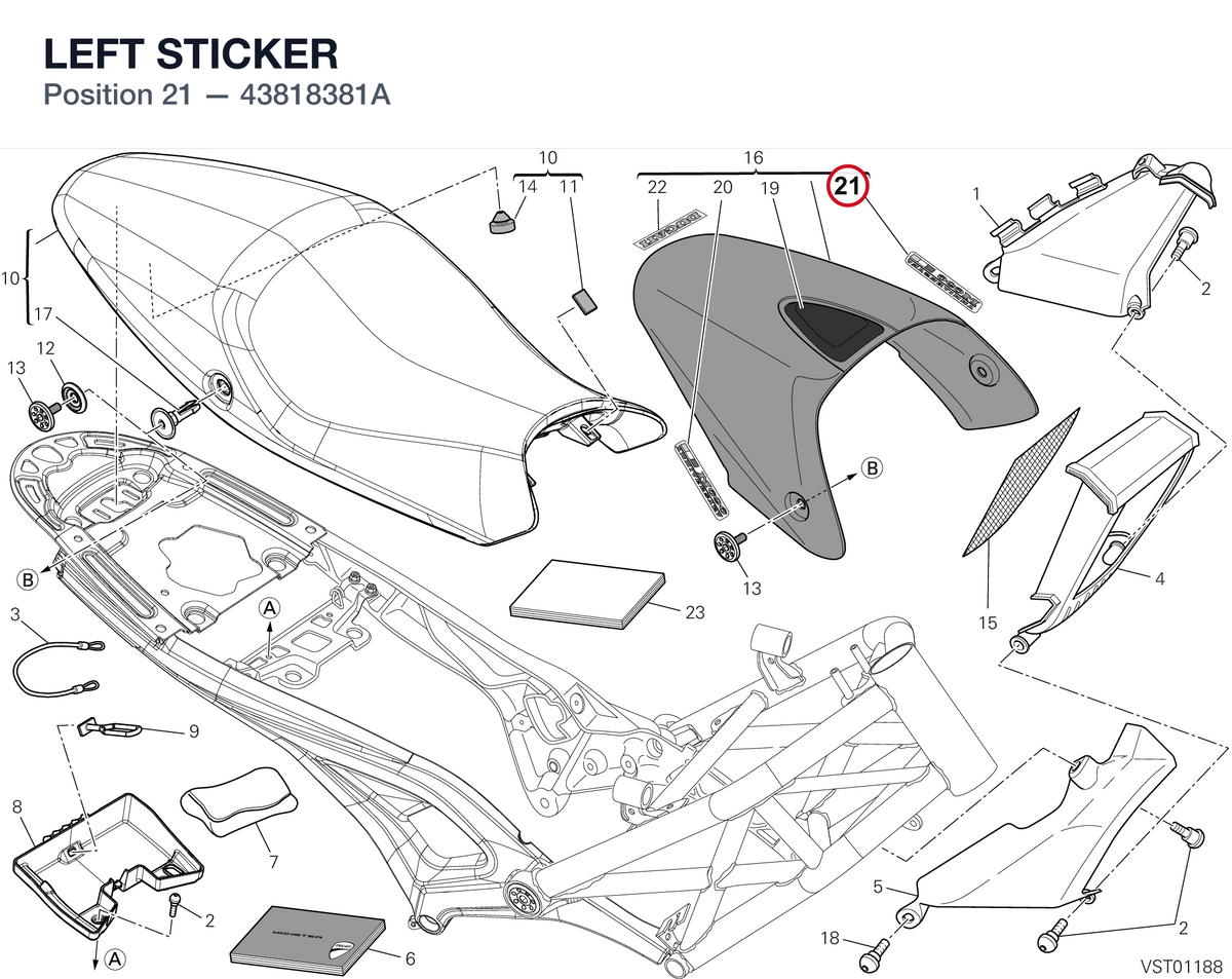 LEFT STICKER 43818381A diagram position