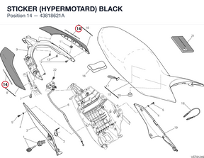 STICKER (HYPERMOTARD) BLACK 43818621A diagram position