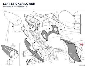 LEFT STICKER LOWER 43818861A diagram position