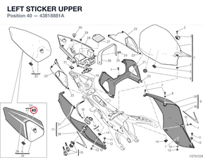 LEFT STICKER UPPER 43818881A diagram position