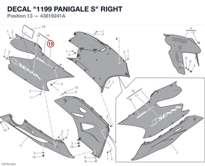 DECAL "1199 PANIGALE S" RIGHT 43819241A diagram position