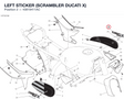 LEFT STICKER (SCRAMBLER DUCATI X) 43819411AC diagram position