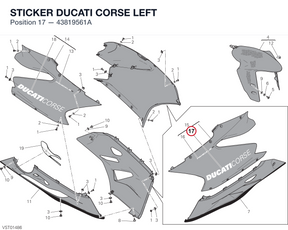 STICKER DUCATI CORSE LEFT 43819561A diagram position