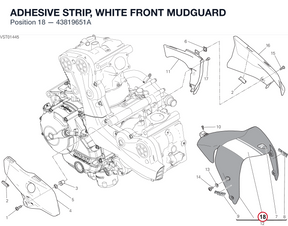 ADHESIVE STRIP, WHITE FRONT MUDGUARD 43819651A diagram position
