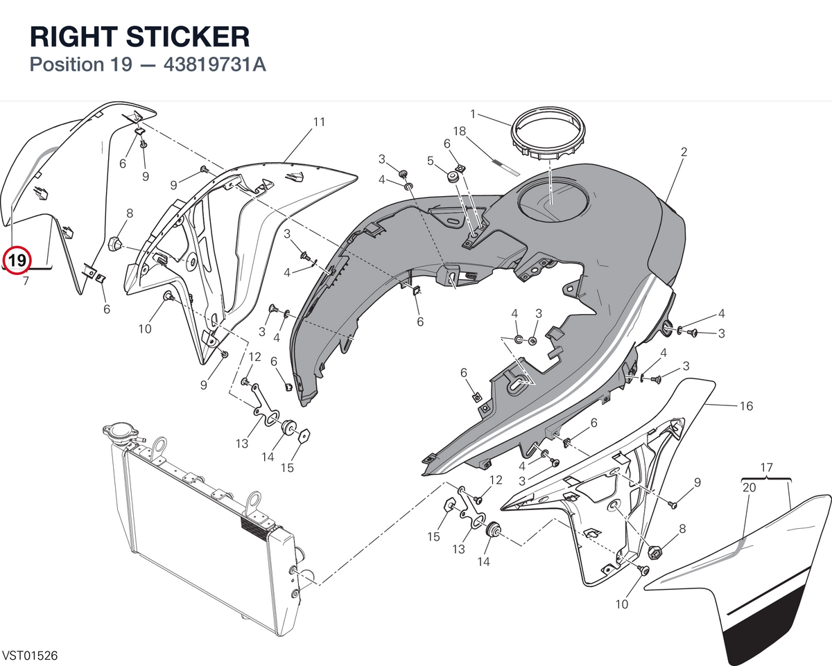 RIGHT STICKER 43819731A diagram position