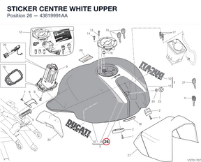 STICKER CENTRE WHITE UPPER 43819991AA diagram position