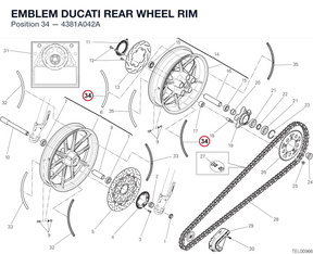 EMBLEM DUCATI REAR WHEEL RIM 4381A042A diagram position