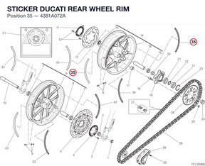 STICKER DUCATI REAR WHEEL RIM 4381A072A diagram position
