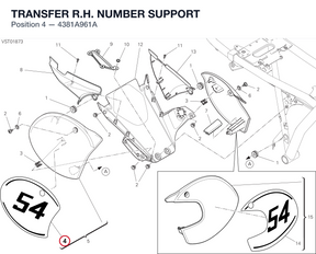 TRANSFER R.H. NUMBER SUPPORT 4381A961A diagram position