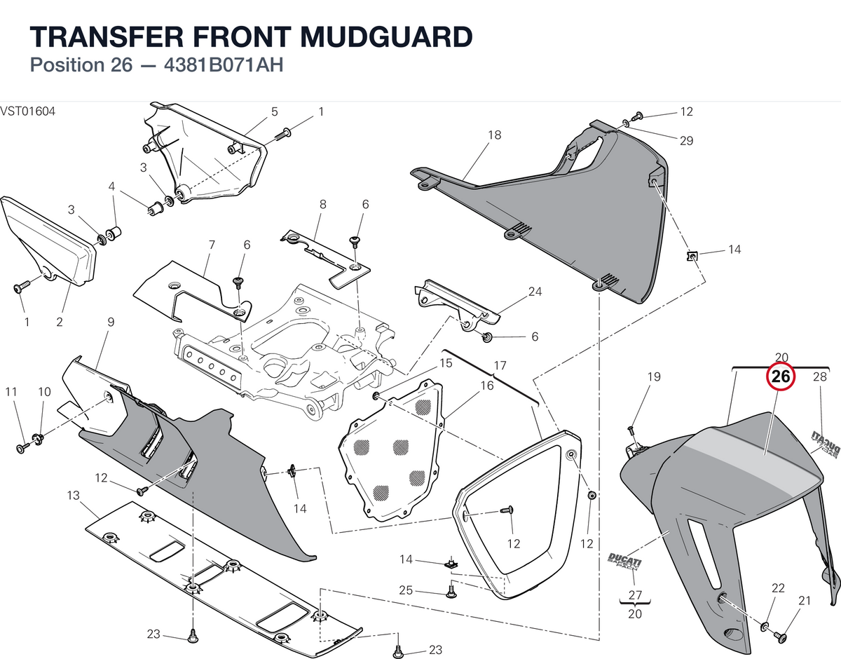 TRANSFER FRONT MUDGUARD 4381B071AH diagram position