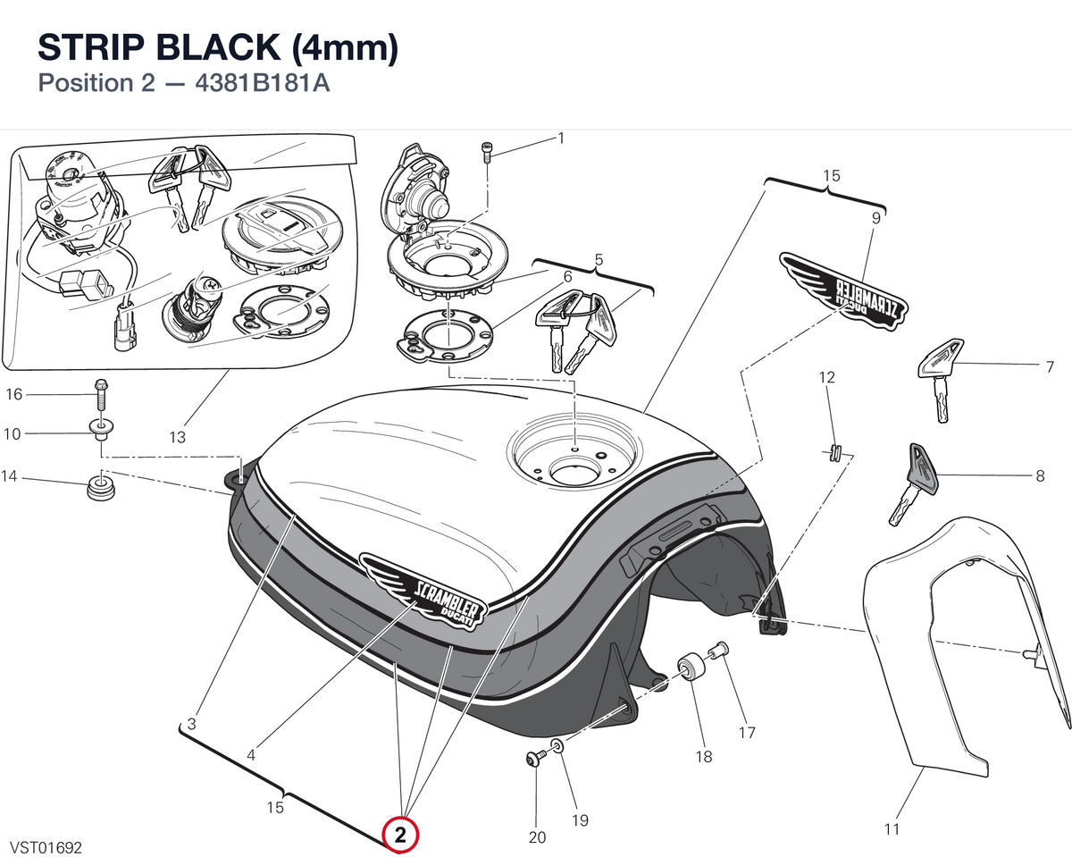 STRIP BLACK (4mm) 4381B181A diagram position