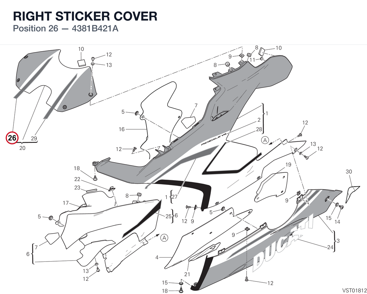 RIGHT STICKER COVER 4381B421A diagram position