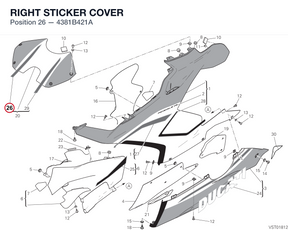RIGHT STICKER COVER 4381B421A diagram position