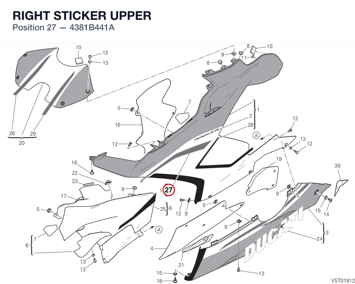 RIGHT STICKER UPPER 4381B441A diagram position