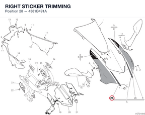 RIGHT STICKER TRIMMING 4381B491A diagram position