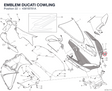 EMBLEM DUCATI COWLING 4381B781A diagram position