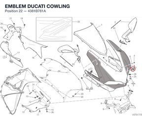 EMBLEM DUCATI COWLING 4381B781A diagram position
