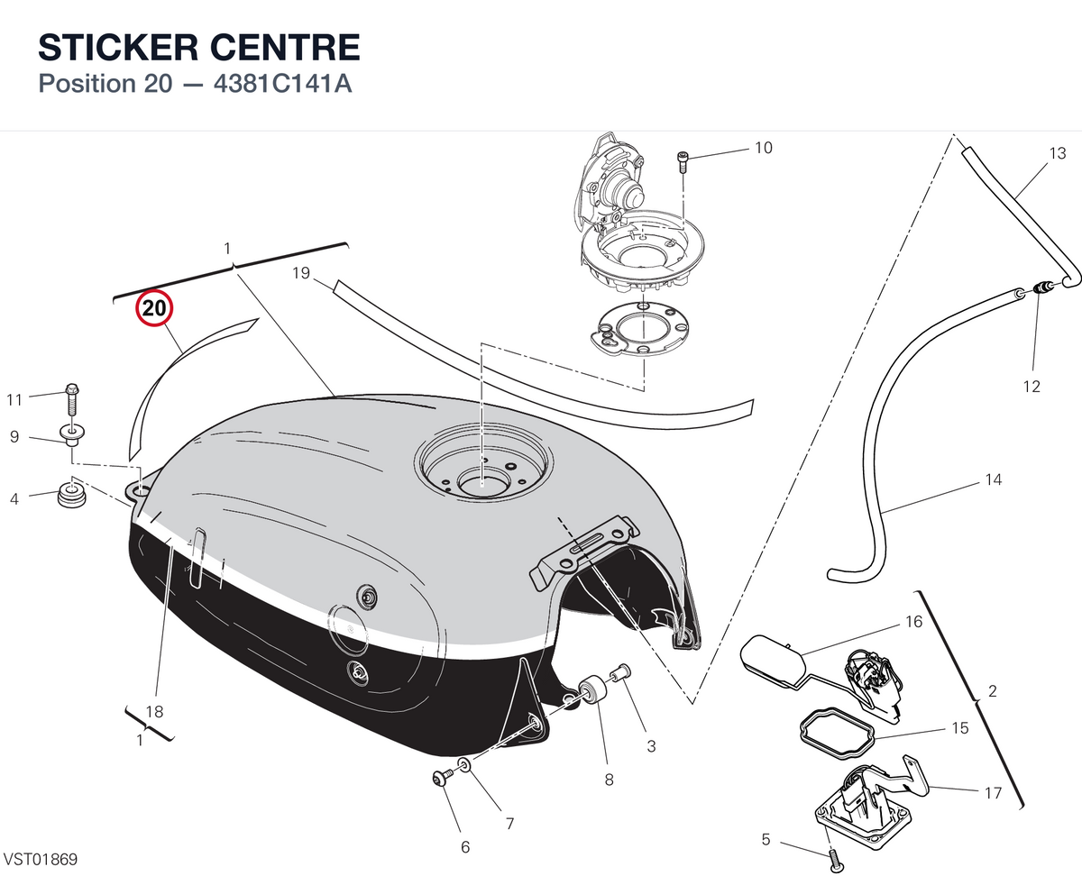 STICKER CENTRE 4381C141A diagram position