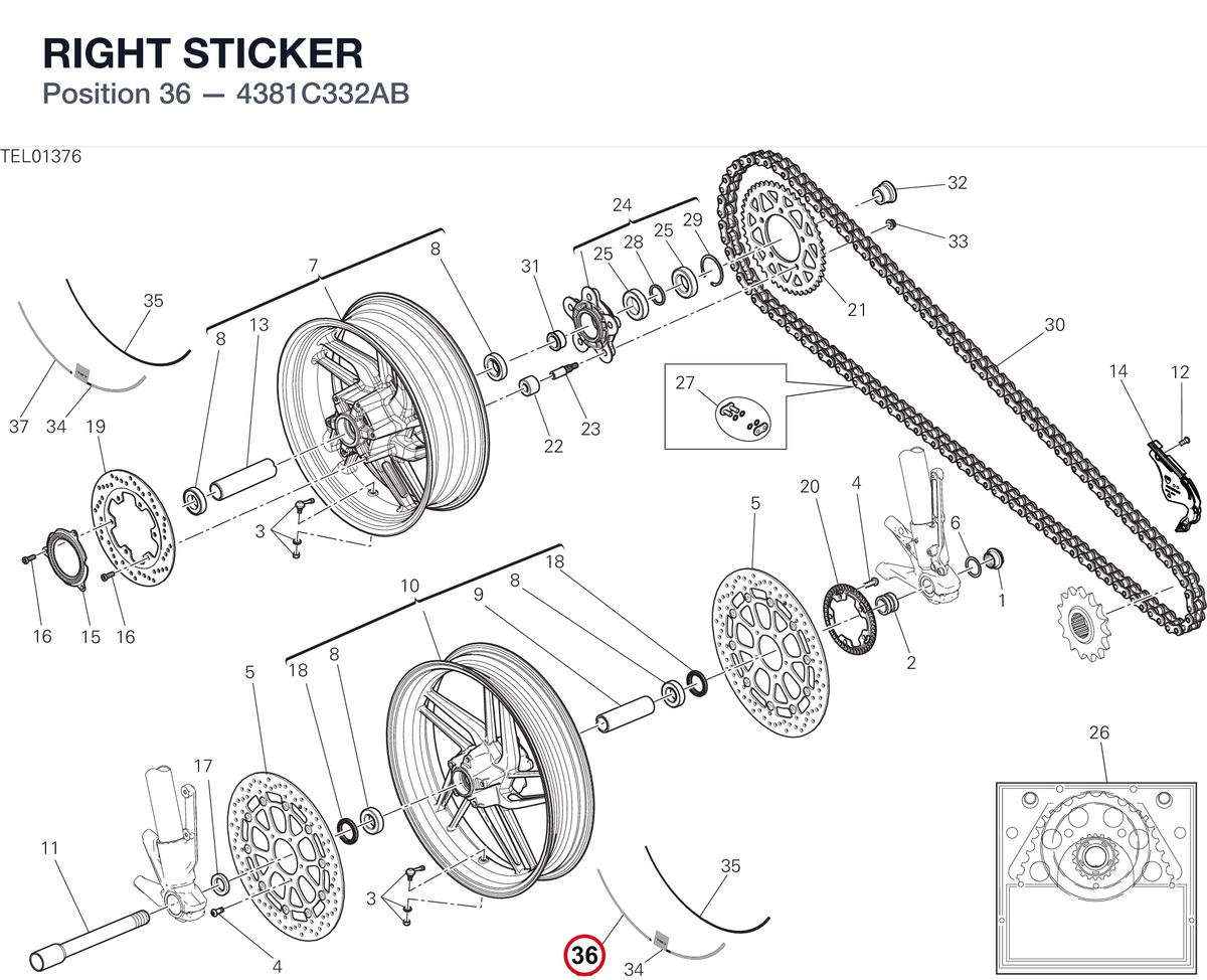 RIGHT STICKER 4381C332AB diagram position