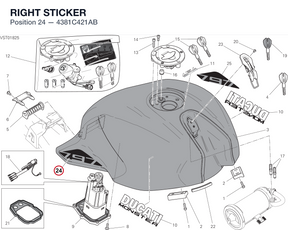 RIGHT STICKER 4381C421AB diagram position