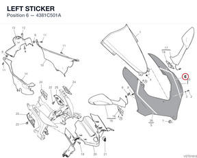 LEFT STICKER 4381C501A diagram position