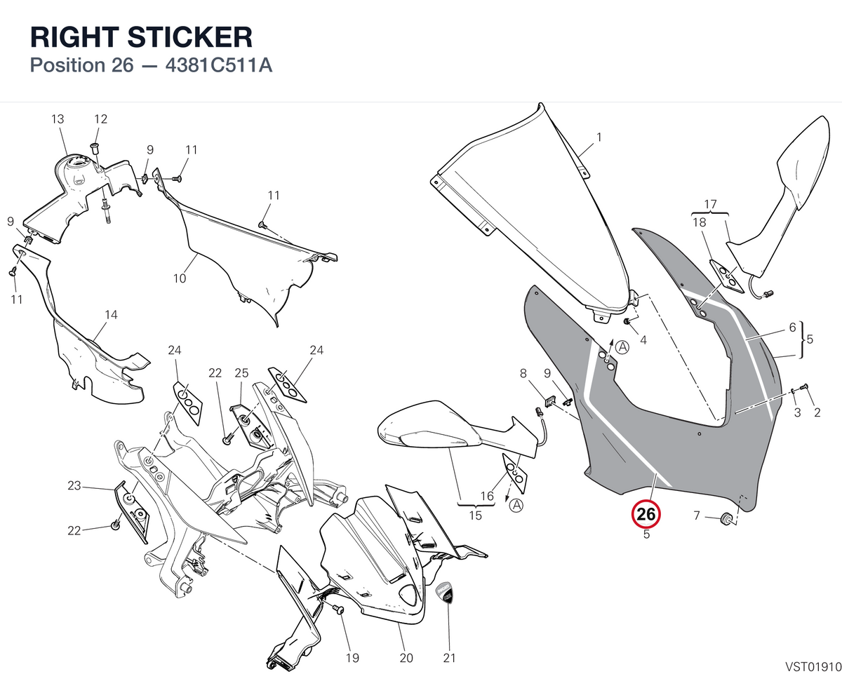 RIGHT STICKER 4381C511A diagram position