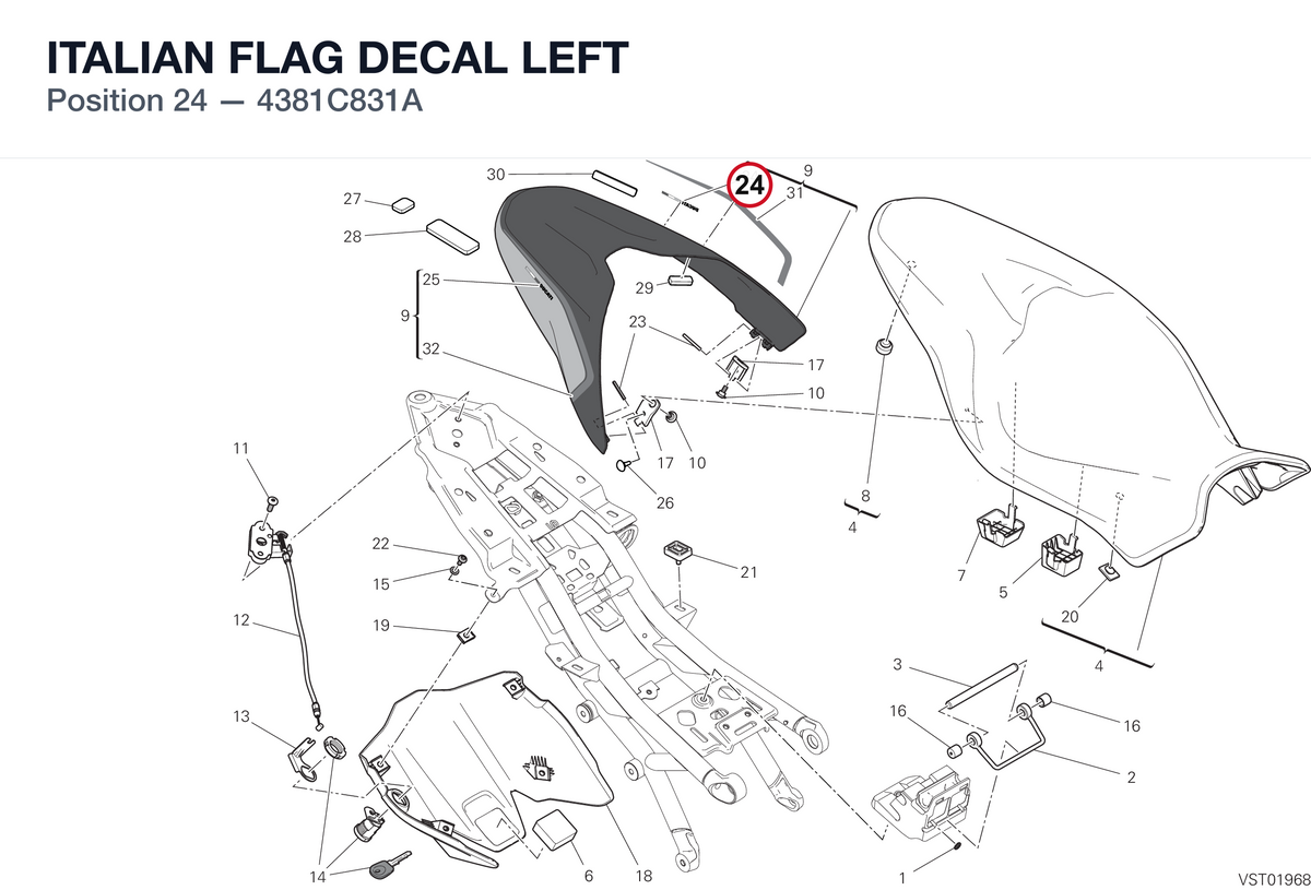 ITALIAN FLAG DECAL LEFT 4381C831A diagram position
