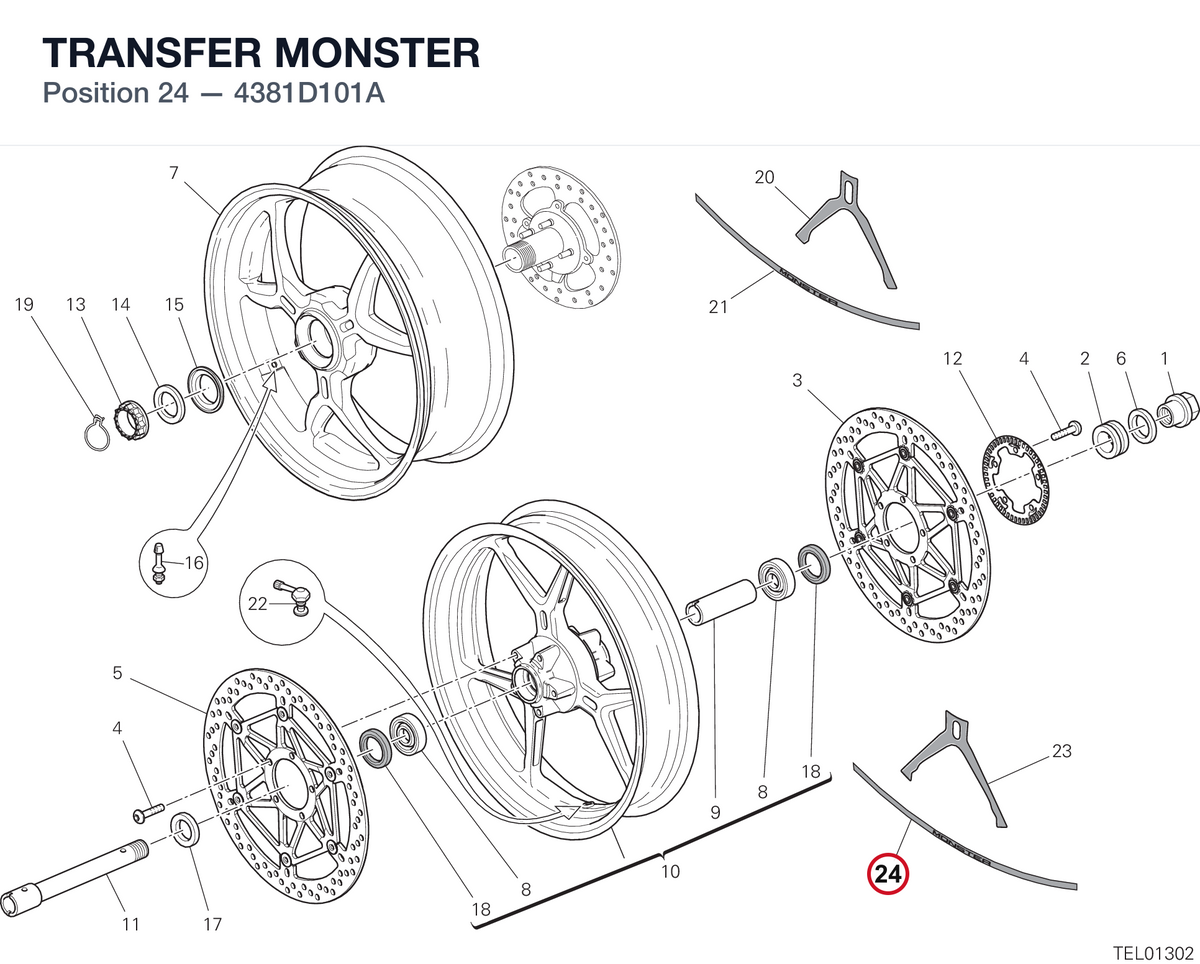 TRANSFER MONSTER 4381D101A diagram position