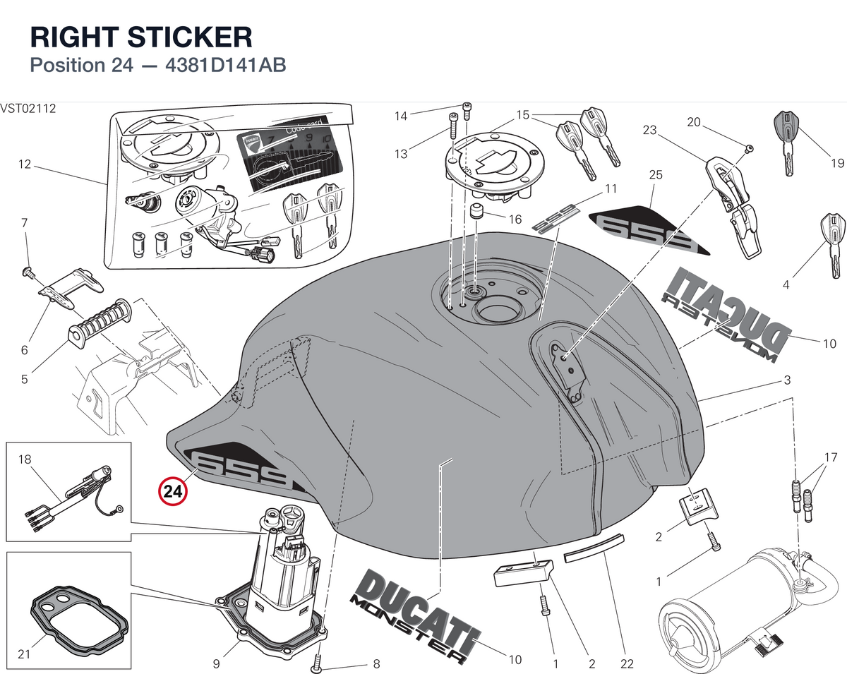 RIGHT STICKER 4381D141AB diagram position