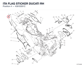 ITA FLAG STICKER DUCATI RH 4381D261C diagram position