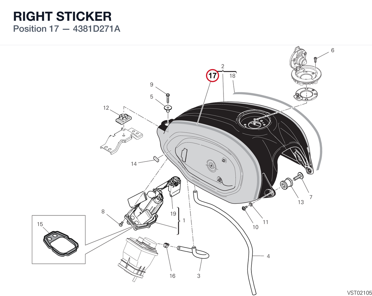 RIGHT STICKER 4381D271A diagram position
