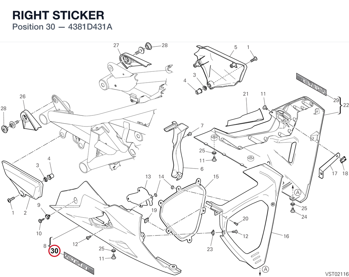 RIGHT STICKER 4381D431A diagram position