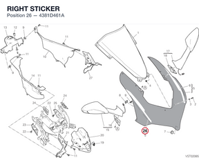 RIGHT STICKER 4381D461A diagram position