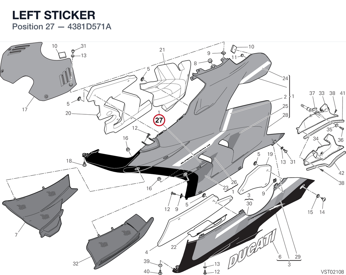LEFT STICKER 4381D571A diagram position