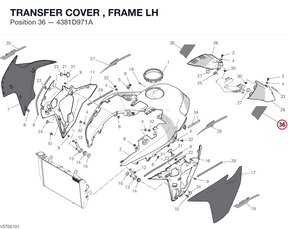 TRANSFER COVER , FRAME LH 4381D971A diagram position