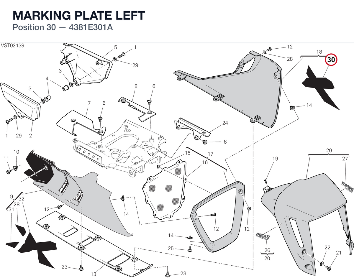MARKING PLATE LEFT 4381E301A diagram position
